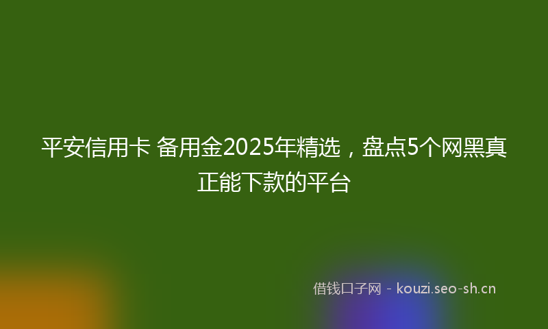平安信用卡 备用金2025年精选，盘点5个网黑真正能下款的平台
