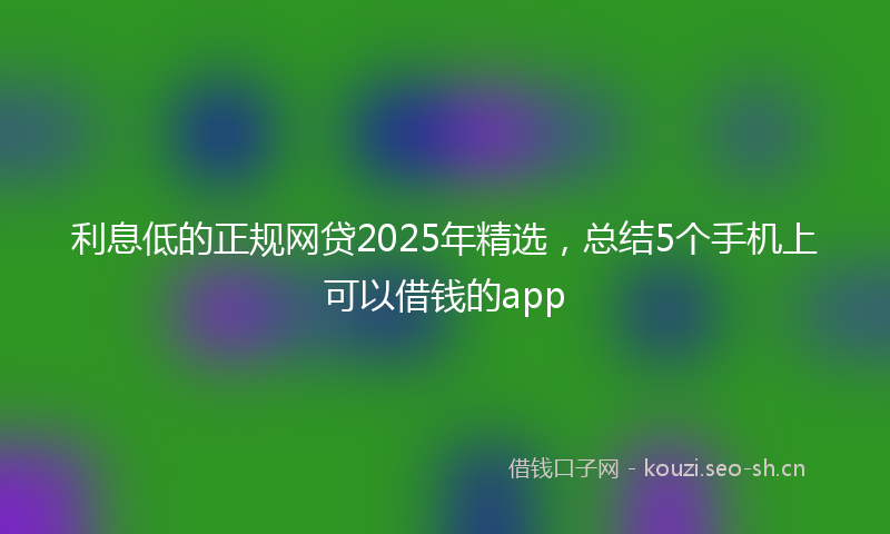 利息低的正规网贷2025年精选，总结5个手机上可以借钱的app