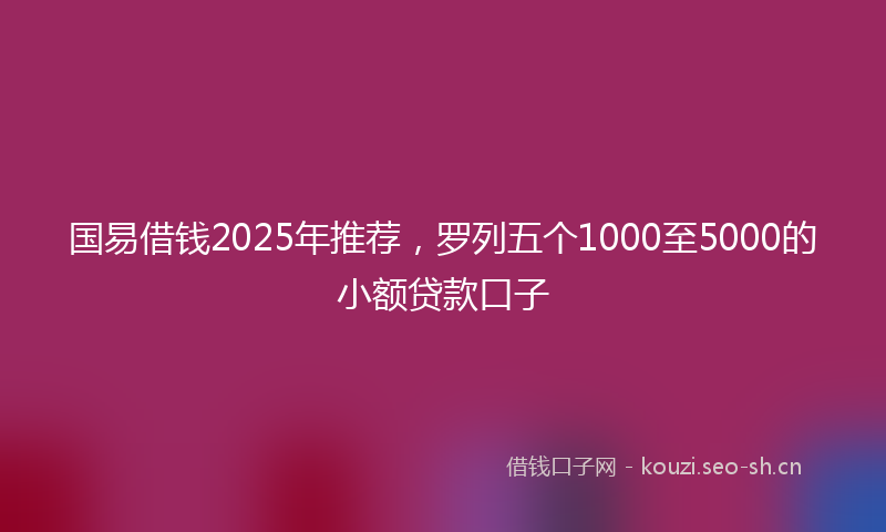 国易借钱2025年推荐，罗列五个1000至5000的小额贷款口子