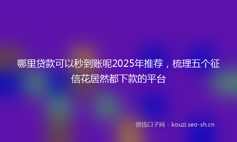 哪里贷款可以秒到账呢2025年推荐，梳理五个征信花居然都下款的平台