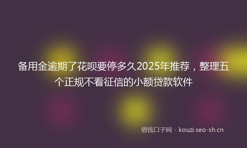 备用金逾期了花呗要停多久2025年推荐，整理五个正规不看征信的小额贷款软件