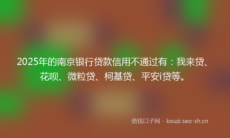 2025年的南京银行贷款信用不通过有：我来贷、花呗、微粒贷、柯基贷、平安i贷等。