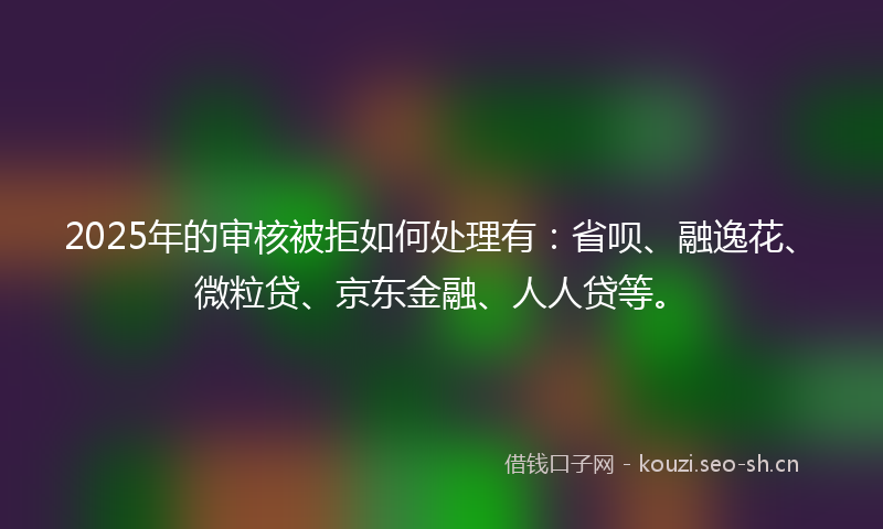 2025年的审核被拒如何处理有：省呗、融逸花、微粒贷、京东金融、人人贷等。