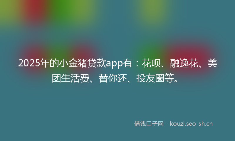 2025年的小金猪贷款app有：花呗、融逸花、美团生活费、替你还、投友圈等。
