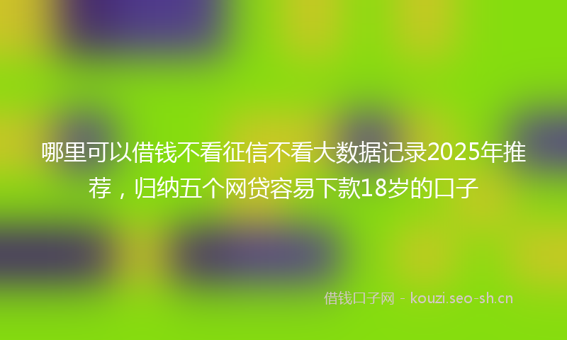 哪里可以借钱不看征信不看大数据记录2025年推荐，归纳五个网贷容易下款18岁的口子