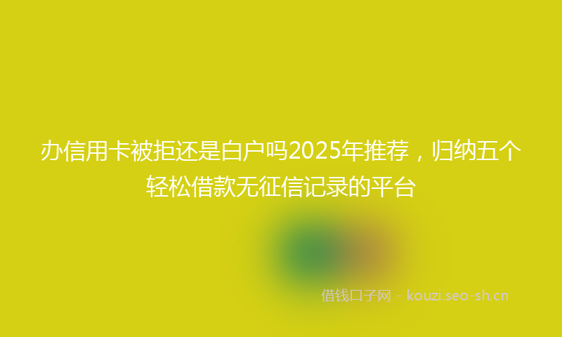 办信用卡被拒还是白户吗2025年推荐，归纳五个轻松借款无征信记录的平台