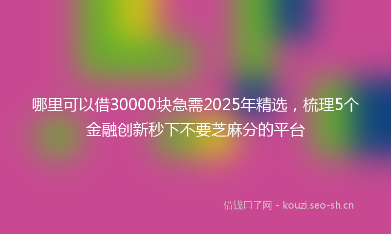 哪里可以借30000块急需2025年精选，梳理5个金融创新秒下不要芝麻分的平台