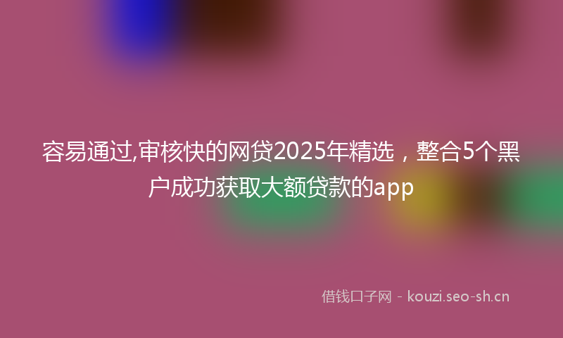 容易通过,审核快的网贷2025年精选，整合5个黑户成功获取大额贷款的app