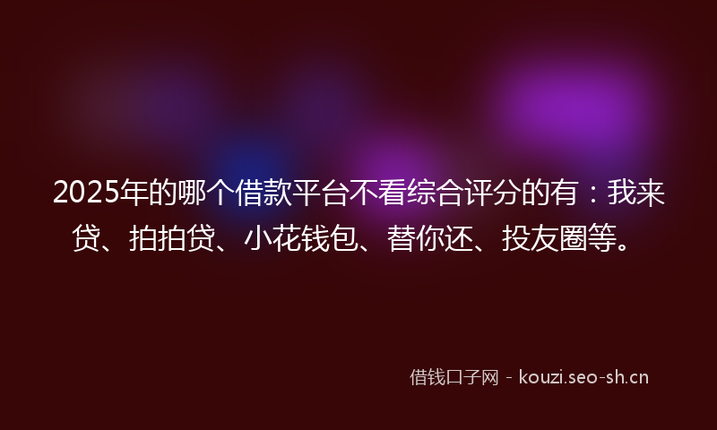 2025年的哪个借款平台不看综合评分的有：我来贷、拍拍贷、小花钱包、替你还、投友圈等。