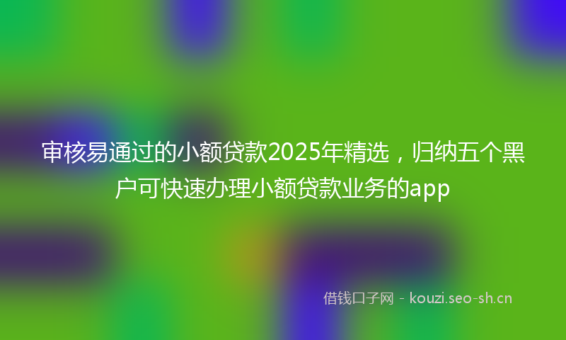 审核易通过的小额贷款2025年精选，归纳五个黑户可快速办理小额贷款业务的app