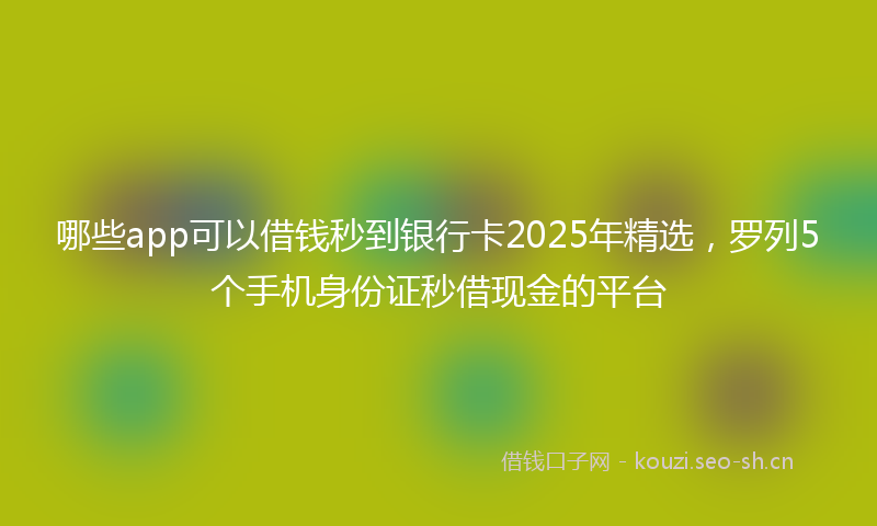 哪些app可以借钱秒到银行卡2025年精选，罗列5个手机身份证秒借现金的平台