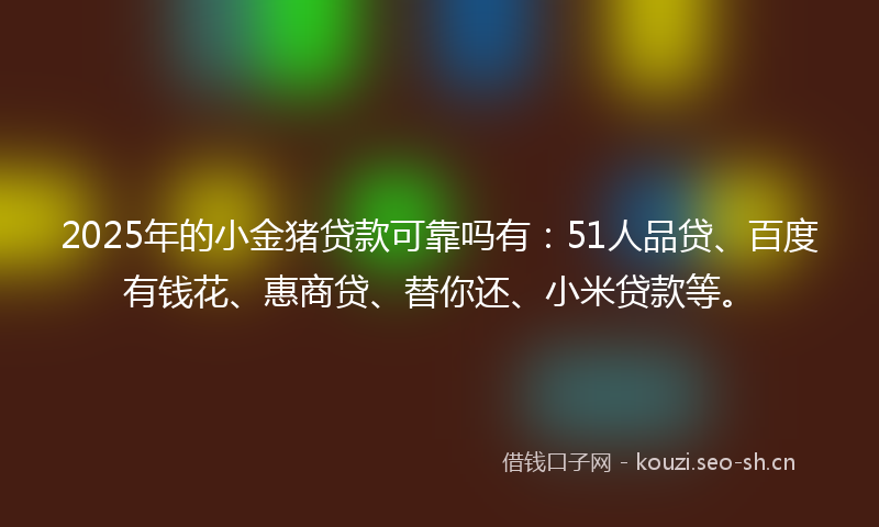 2025年的小金猪贷款可靠吗有：51人品贷、百度有钱花、惠商贷、替你还、小米贷款等。
