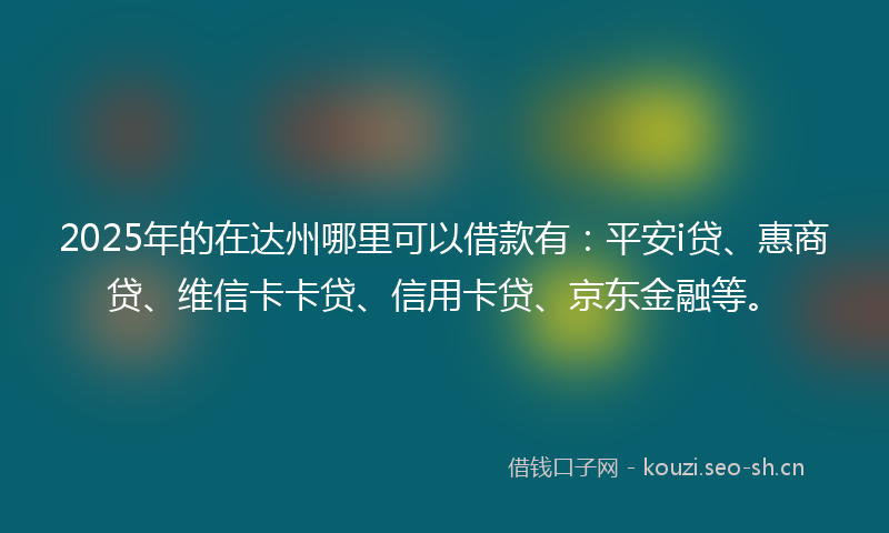 2025年的在达州哪里可以借款有：平安i贷、惠商贷、维信卡卡贷、信用卡贷、京东金融等。