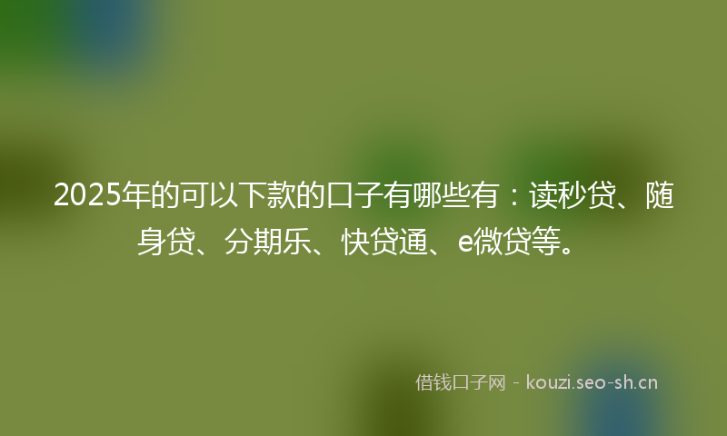 2025年的可以下款的口子有哪些有：读秒贷、随身贷、分期乐、快贷通、e微贷等。