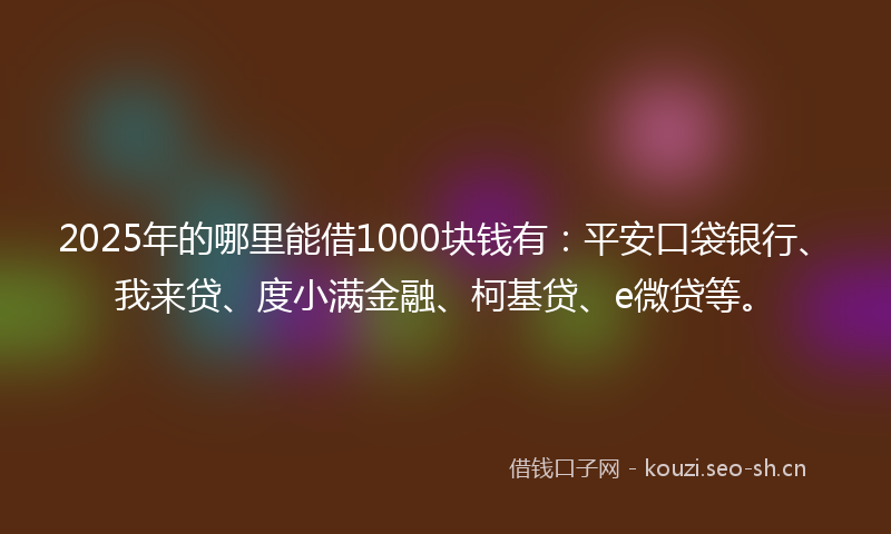 2025年的哪里能借1000块钱有：平安口袋银行、我来贷、度小满金融、柯基贷、e微贷等。