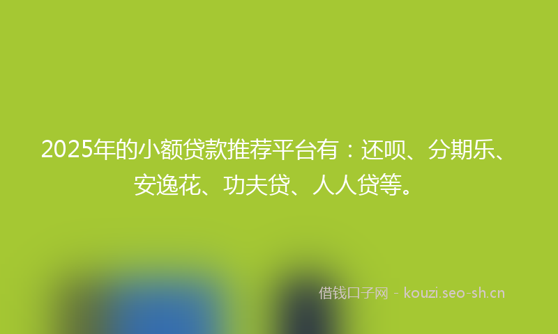 2025年的小额贷款推荐平台有:还呗、分期乐、安逸花、功夫贷、人人贷等。