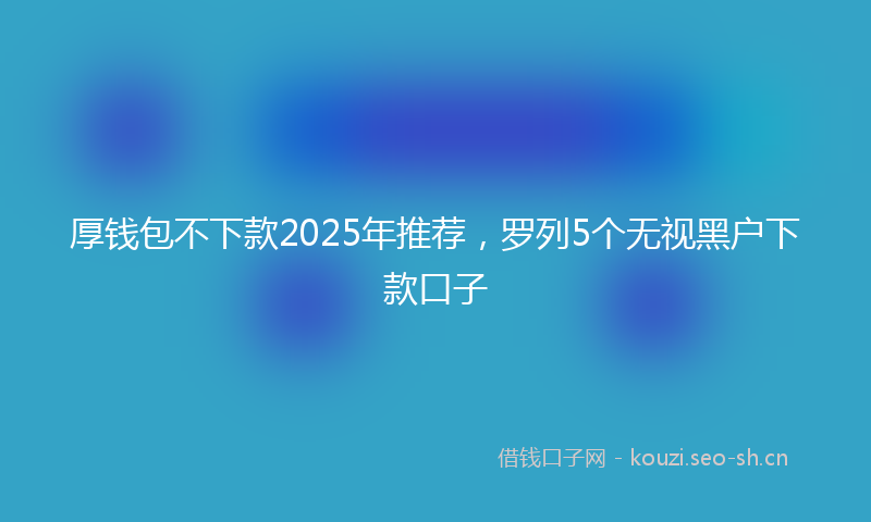 厚钱包不下款2025年推荐,罗列5个无视黑户下款口子