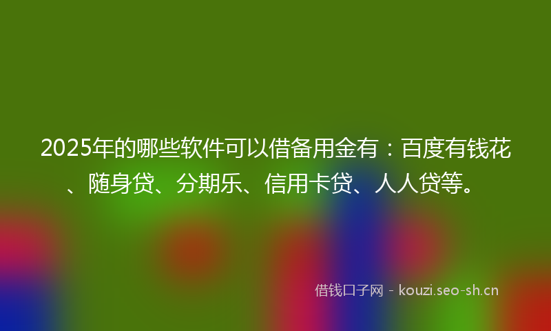 2025年的哪些软件可以借备用金有：百度有钱花、随身贷、分期乐、信用卡贷、人人贷等。