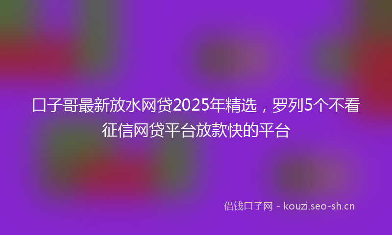 口子哥最新放水网贷2025年精选,罗列5个不看征信网贷平台放款快的平台