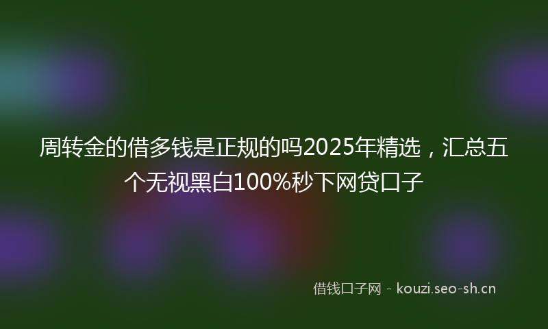 周转金的借多钱是正规的吗2025年精选，汇总五个无视黑白100%秒下网贷口子