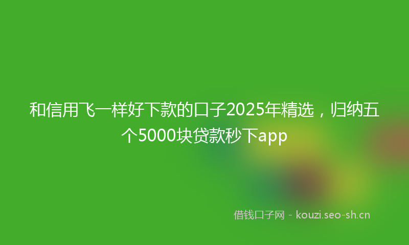 和信用飞一样好下款的口子2025年精选，归纳五个5000块贷款秒下app
