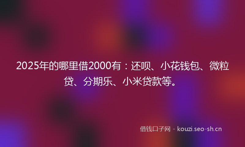 2025年的哪里借2000有：还呗、小花钱包、微粒贷、分期乐、小米贷款等。