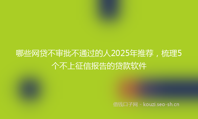 哪些网贷不审批不通过的人2025年推荐,梳理5个不上征信报告的贷款软件