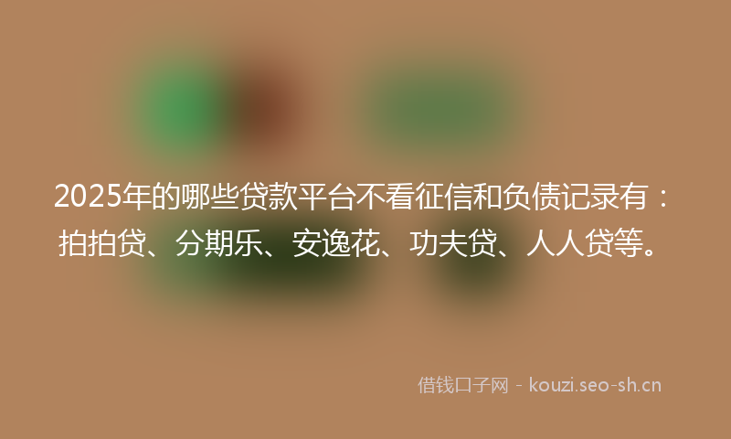 2025年的哪些贷款平台不看征信和负债记录有:拍拍贷、分期乐、安逸花、功夫贷、人人贷等。