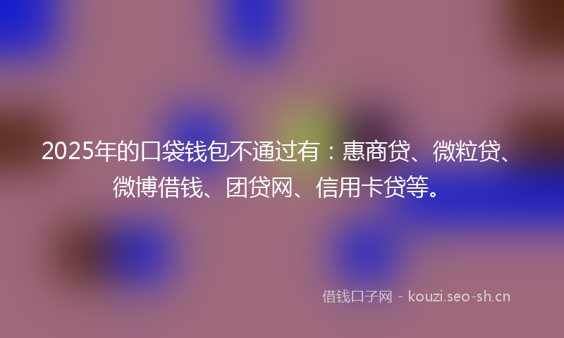2025年的口袋钱包不通过有：惠商贷、微粒贷、微博借钱、团贷网、信用卡贷等。