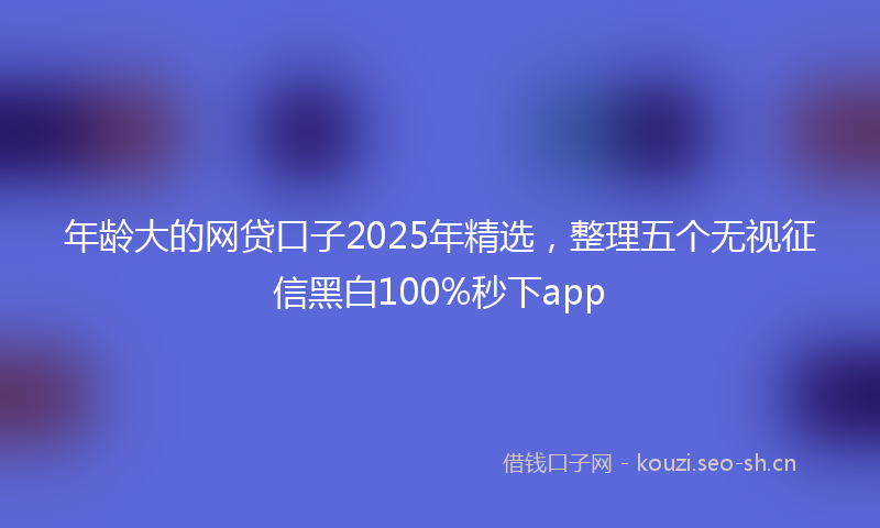 年龄大的网贷口子2025年精选，整理五个无视征信黑白100%秒下app