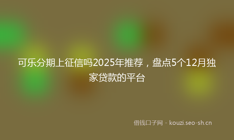 可乐分期上征信吗2025年推荐，盘点5个12月独家贷款的平台