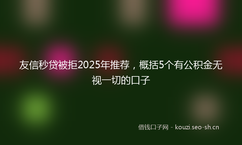 友信秒贷被拒2025年推荐，概括5个有公积金无视一切的口子