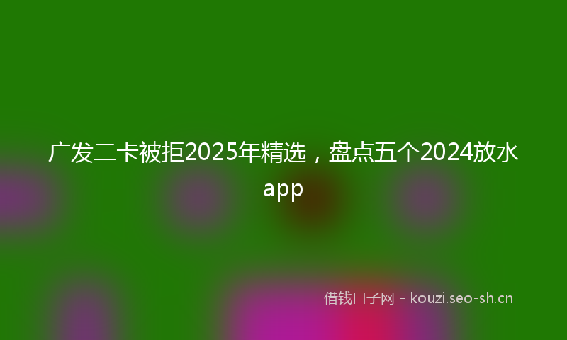 广发二卡被拒2025年精选，盘点五个2024放水app