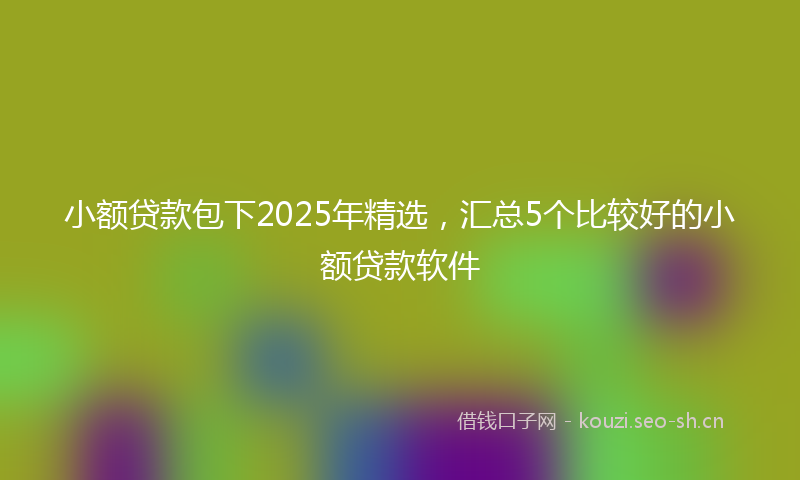小额贷款包下2025年精选，汇总5个比较好的小额贷款软件