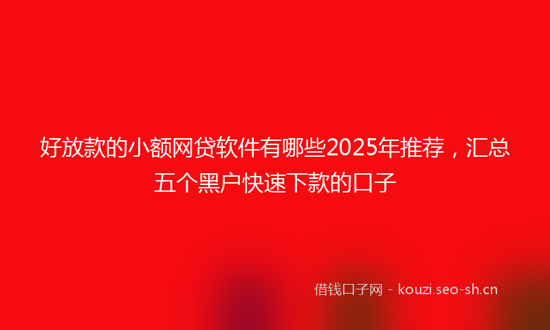 好放款的小额网贷软件有哪些2025年推荐，汇总五个黑户快速下款的口子