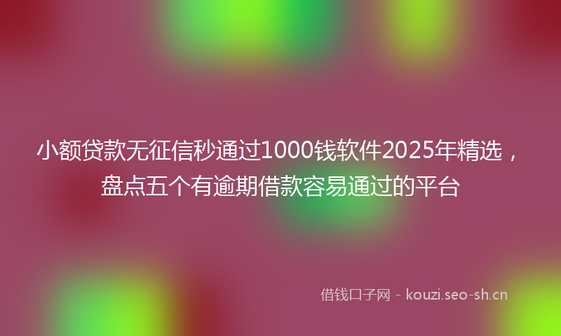 小额贷款无征信秒通过1000钱软件2025年精选，盘点五个有逾期借款容易通过的平台