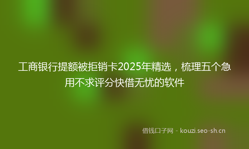 工商银行提额被拒销卡2025年精选，梳理五个急用不求评分快借无忧的软件
