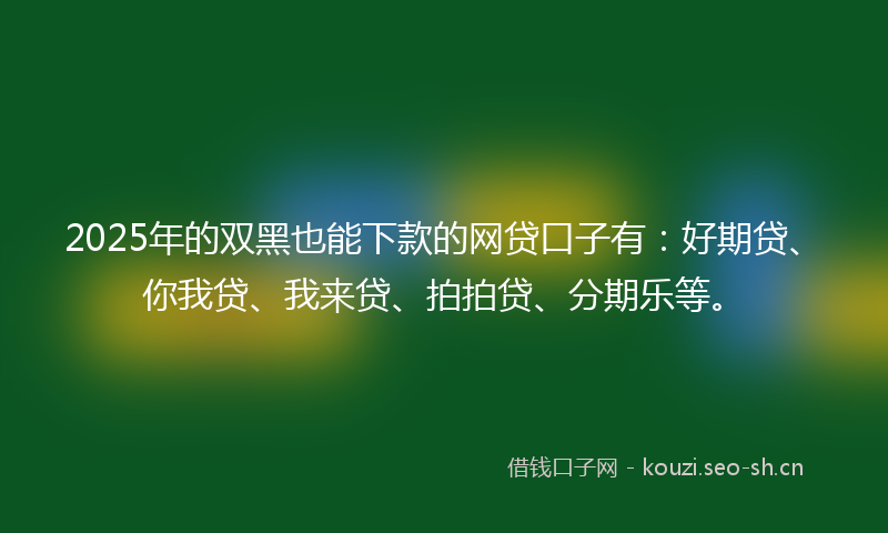 2025年的双黑也能下款的网贷口子有：好期贷、你我贷、我来贷、拍拍贷、分期乐等。