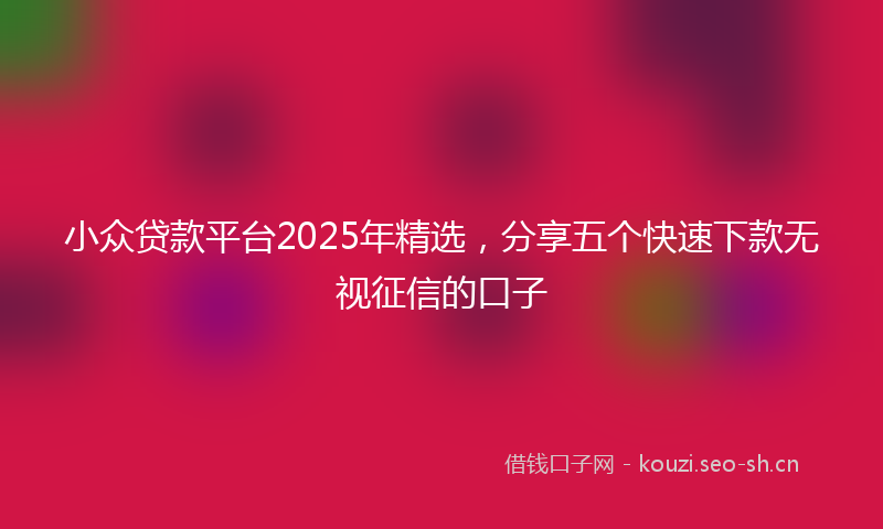 小众贷款平台2025年精选,分享五个快速下款无视征信的口子
