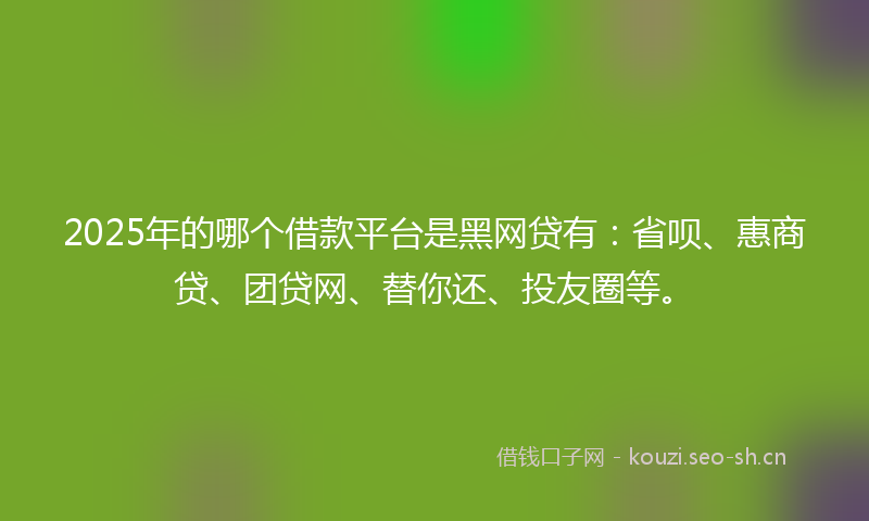 2025年的哪个借款平台是黑网贷有：省呗、惠商贷、团贷网、替你还、投友圈等。
