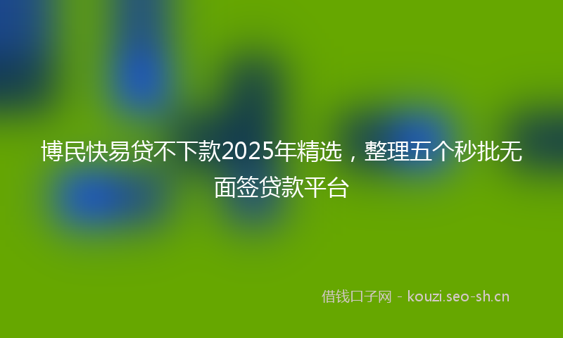 博民快易贷不下款2025年精选，整理五个秒批无面签贷款平台