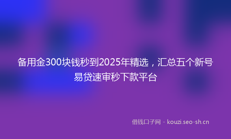 备用金300块钱秒到2025年精选,汇总五个新号易贷速审秒下款平台