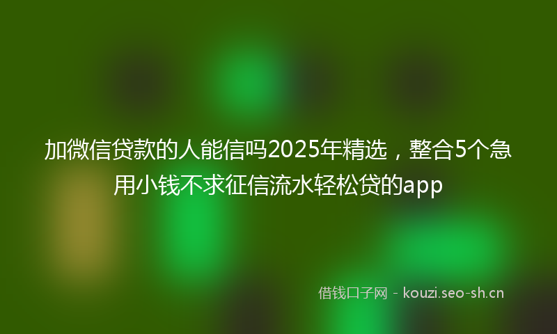 加微信贷款的人能信吗2025年精选，整合5个急用小钱不求征信流水轻松贷的app