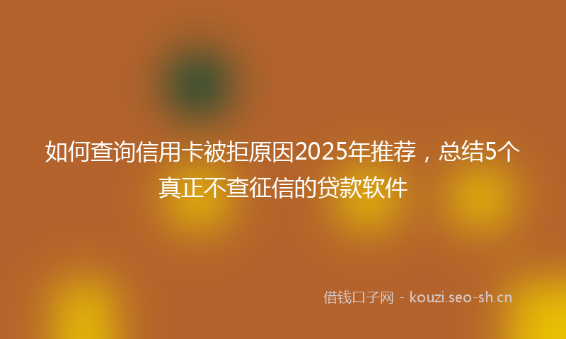 如何查询信用卡被拒原因2025年推荐，总结5个真正不查征信的贷款软件