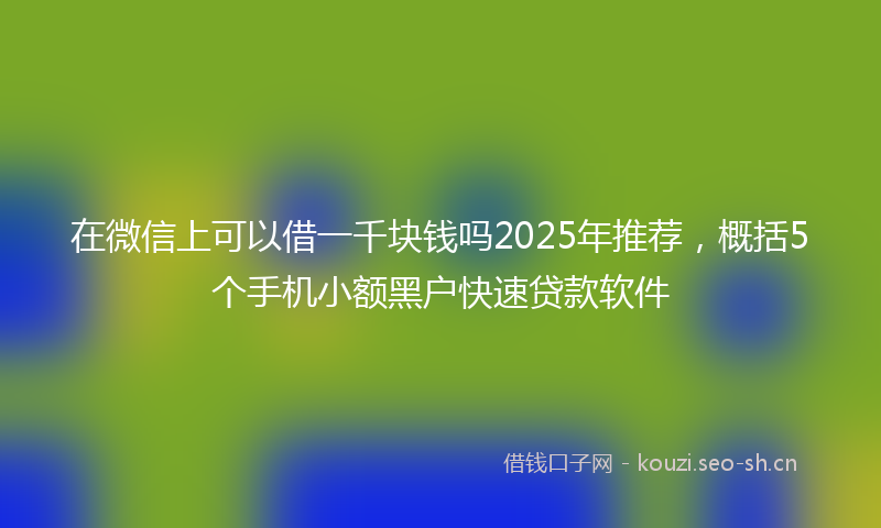 在微信上可以借一千块钱吗2025年推荐,概括5个手机小额黑户快速贷款软件