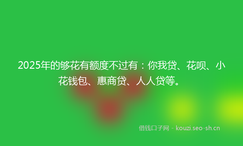 2025年的够花有额度不过有：你我贷、花呗、小花钱包、惠商贷、人人贷等。