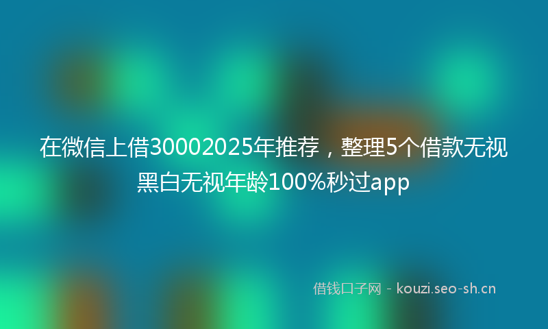 在微信上借30002025年推荐，整理5个借款无视黑白无视年龄100%秒过app