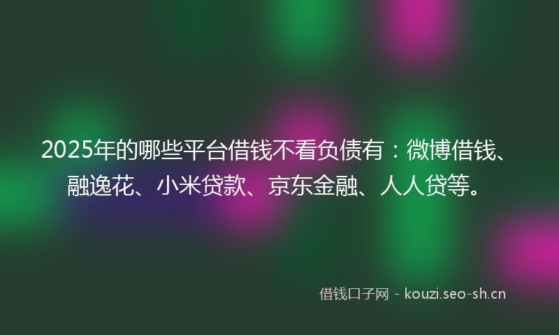 2025年的哪些平台借钱不看负债有：微博借钱、融逸花、小米贷款、京东金融、人人贷等。