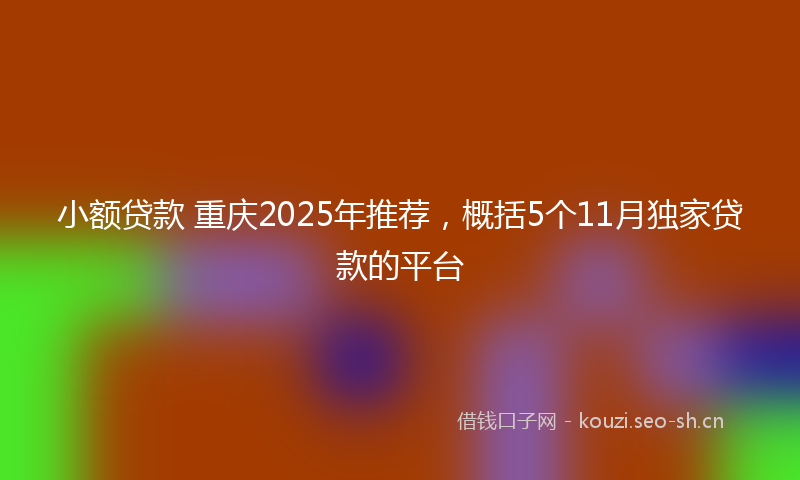 小额贷款 重庆2025年推荐，概括5个11月独家贷款的平台