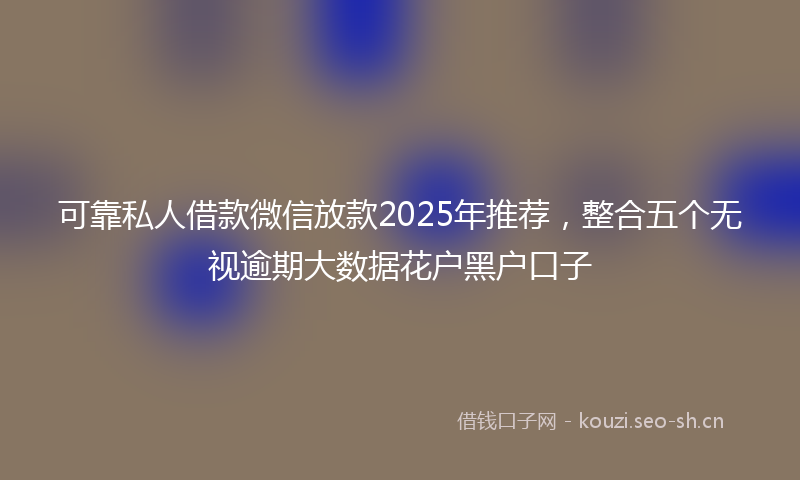 可靠私人借款微信放款2025年推荐，整合五个无视逾期大数据花户黑户口子